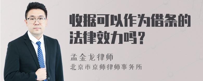 收据可以作为借条的法律效力吗？