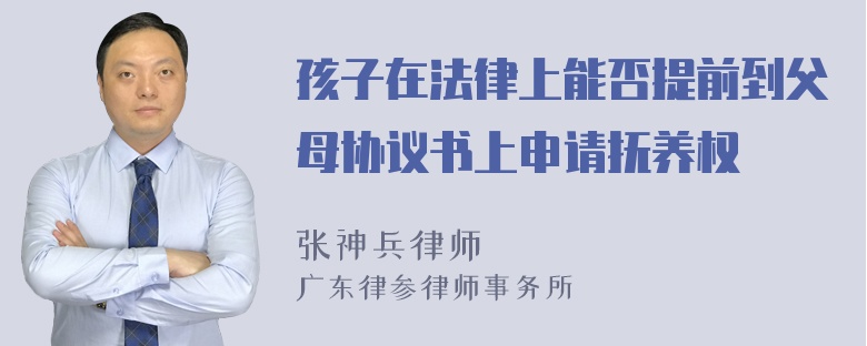 孩子在法律上能否提前到父母协议书上申请抚养权