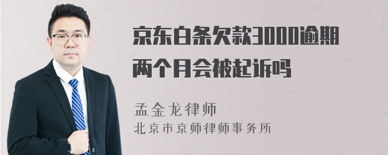 京东白条欠款3000逾期两个月会被起诉吗