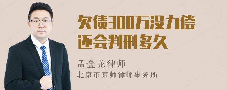 欠债300万没力偿还会判刑多久