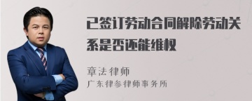 已签订劳动合同解除劳动关系是否还能维权