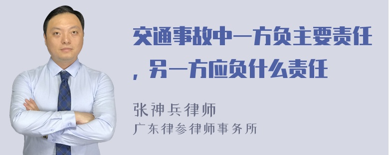 交通事故中一方负主要责任, 另一方应负什么责任