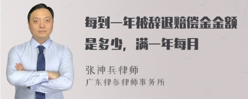 每到一年被辞退赔偿金金额是多少，满一年每月