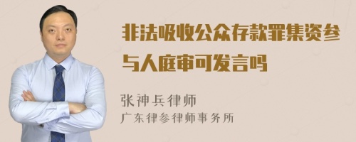 非法吸收公众存款罪集资参与人庭审可发言吗