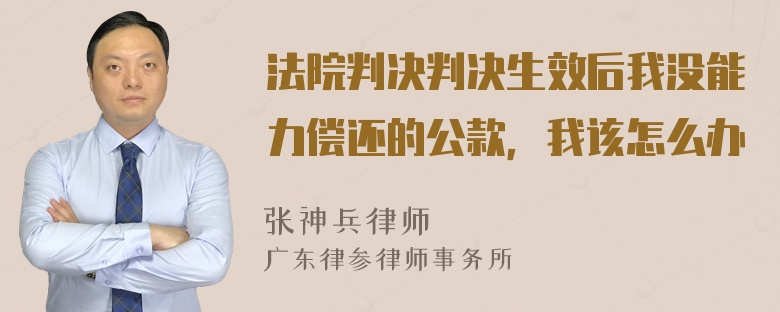 法院判决判决生效后我没能力偿还的公款，我该怎么办