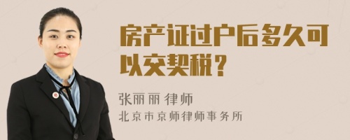 房产证过户后多久可以交契税？