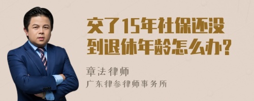 交了15年社保还没到退休年龄怎么办?