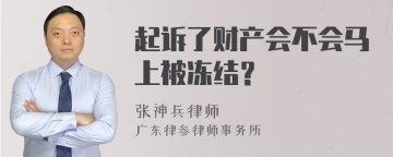 起诉了财产会不会马上被冻结？