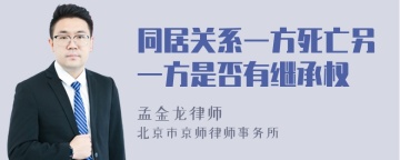 同居关系一方死亡另一方是否有继承权