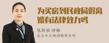 为买房到民政局假离婚有法律效力吗