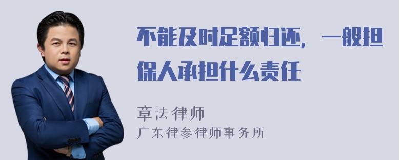 不能及时足额归还，一般担保人承担什么责任