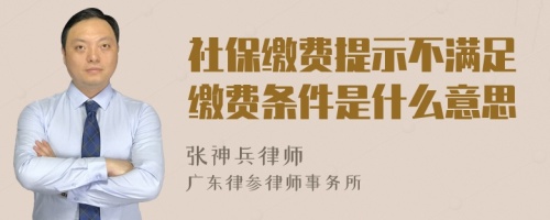 社保缴费提示不满足缴费条件是什么意思