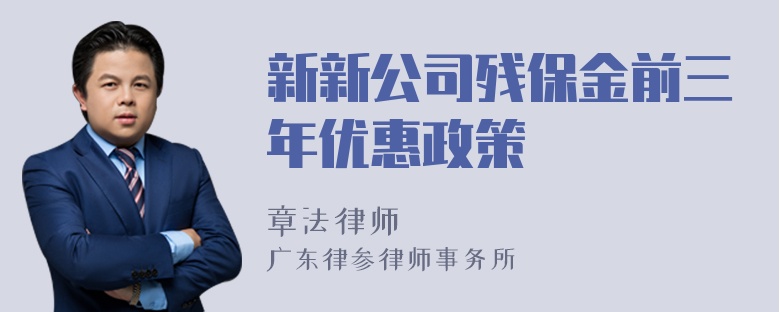 新新公司残保金前三年优惠政策