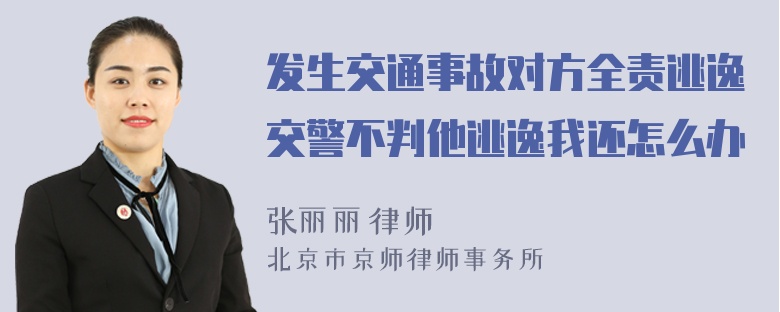 发生交通事故对方全责逃逸交警不判他逃逸我还怎么办