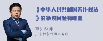 《中华人民共和国著作权法》的争议问题有哪些