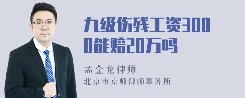 九级伤残工资3000能赔20万吗