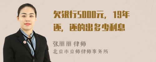 欠银行5000元，19年还，还的出多少利息