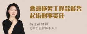 恶意拖欠工程款能否起诉刑事责任