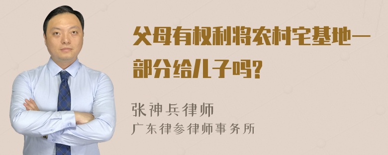 父母有权利将农村宅基地一部分给儿子吗?