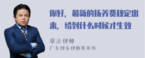 你好，最新的抚养费规定出来，给到什么时候才生效