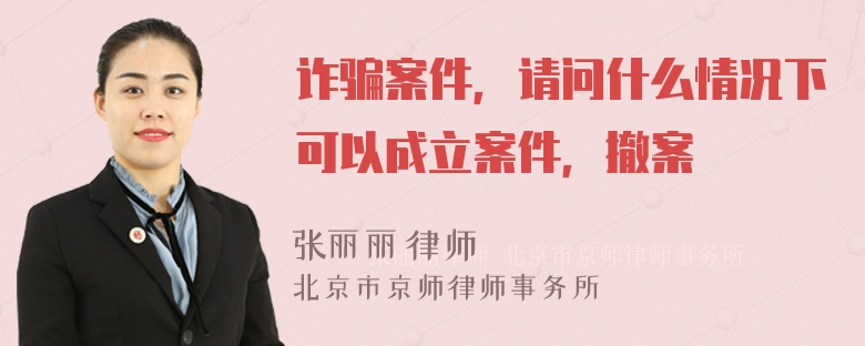 诈骗案件，请问什么情况下可以成立案件，撤案