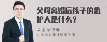 父母离婚后孩子的监护人是什么？