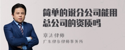 简单的说分公司能用总公司的资质吗