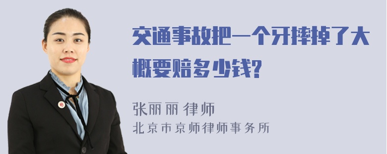 交通事故把一个牙摔掉了大概要赔多少钱?