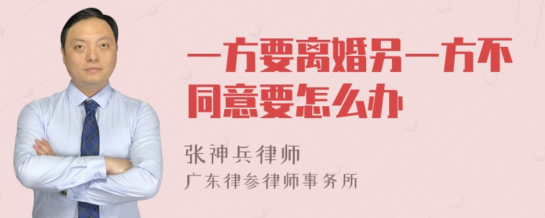 一方要离婚另一方不同意要怎么办