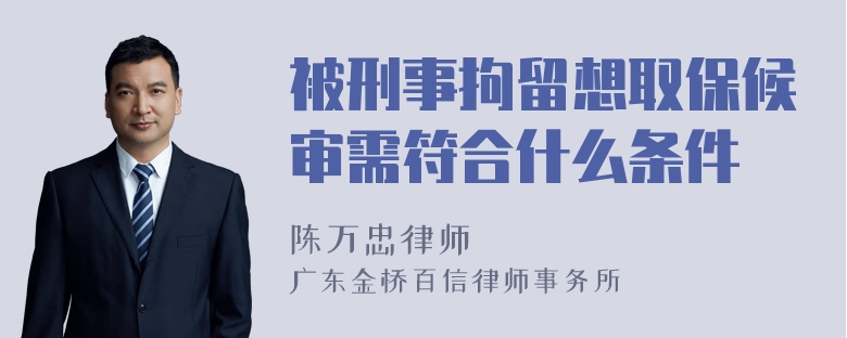 被刑事拘留想取保候审需符合什么条件