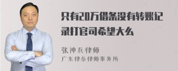 只有20万借条没有转账记录打官司希望大么