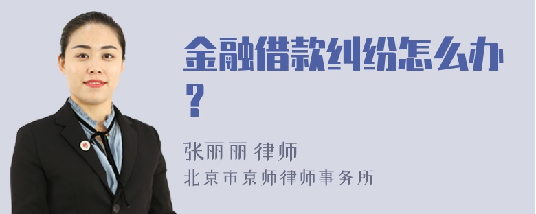 金融借款纠纷怎么办？