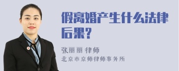 假离婚产生什么法律后果?