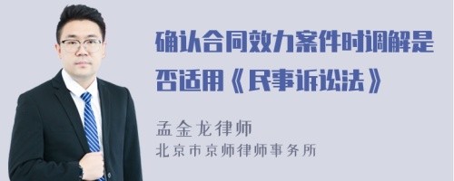 确认合同效力案件时调解是否适用《民事诉讼法》