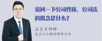 请问一下公司性质，公司法的概念是什么？