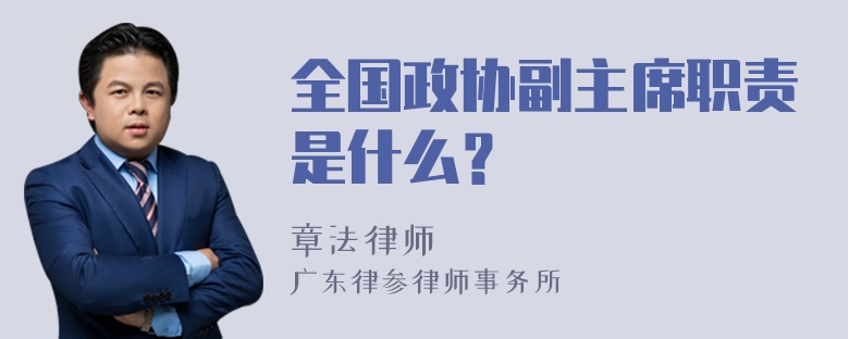 全国政协副主席职责是什么？