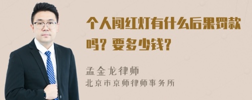 个人闯红灯有什么后果罚款吗？要多少钱？