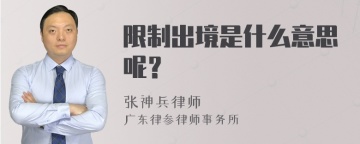 限制出境是什么意思呢？