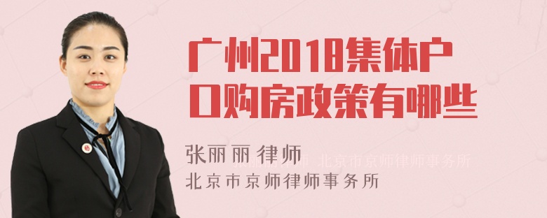 广州2018集体户口购房政策有哪些