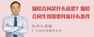 保险合同是什么意思？保险合同生效需要具备什么条件