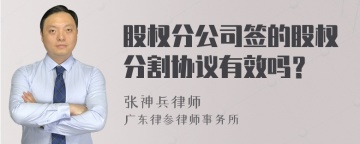 股权分公司签的股权分割协议有效吗？