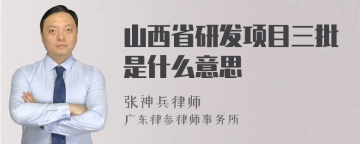 山西省研发项目三批是什么意思