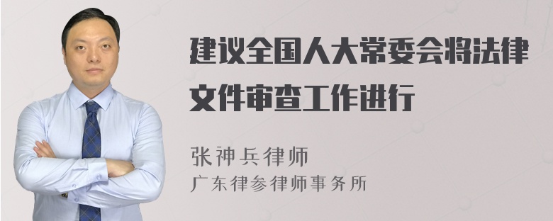 建议全国人大常委会将法律文件审查工作进行