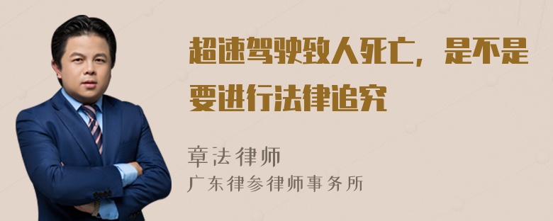 超速驾驶致人死亡，是不是要进行法律追究