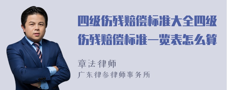 四级伤残赔偿标准大全四级伤残赔偿标准一览表怎么算