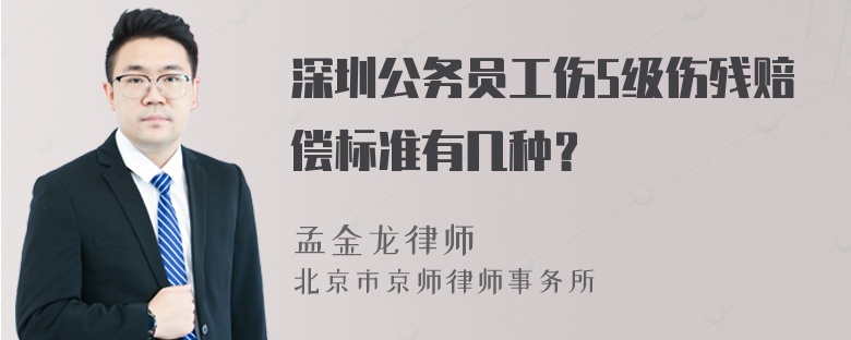 深圳公务员工伤5级伤残赔偿标准有几种？