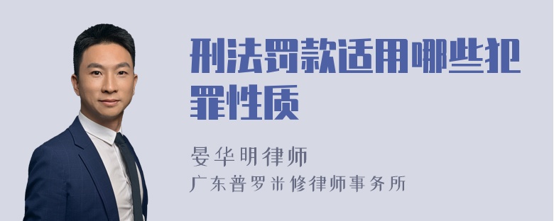 刑法罚款适用哪些犯罪性质