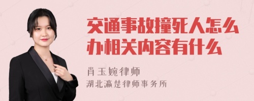 交通事故撞死人怎么办相关内容有什么