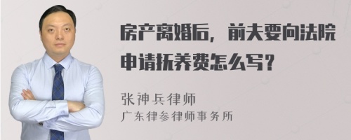 房产离婚后，前夫要向法院申请抚养费怎么写？