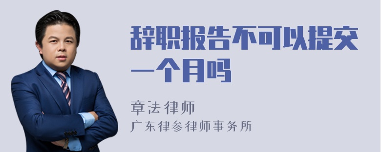 辞职报告不可以提交一个月吗